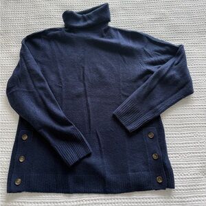 J. Crew Dark Blue Turtleneck Sweater with Button Details